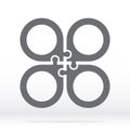 Simple icon puzzle in gray. Simple icon puzzle of the four elements on gray background your web site design, logo, app, UI